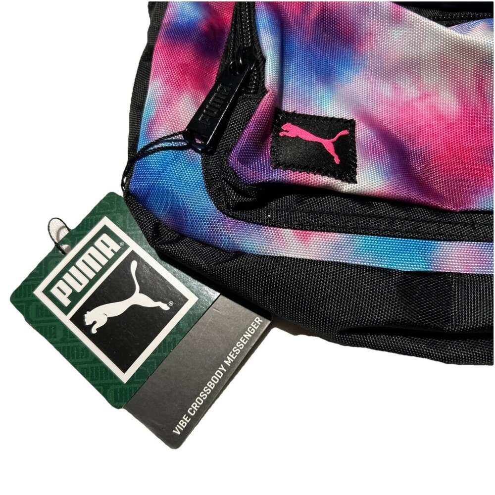 Puma Tie Dye Crossbody Messenger Bag Shoulder Bag Gym Pink Purple Blue School - Picture 2 of 9